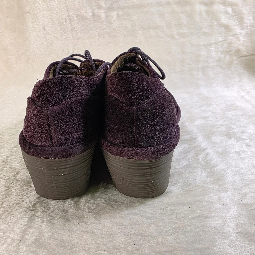 Fly London Yip Wedge Booties Purple Suede Lace Up Women 38 7 Excellent